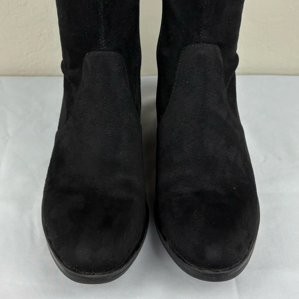 Sam Edelman Paloma Black Faux‎ Suede Over the Knee Boots Sz 6.5 Edgy OTK Stretch